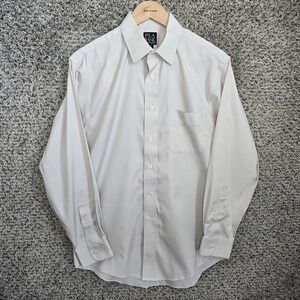 Jos A Bank Dress Shirt Mens 15.5 32 Button Up Slim Fit Gray Cotton Traveler